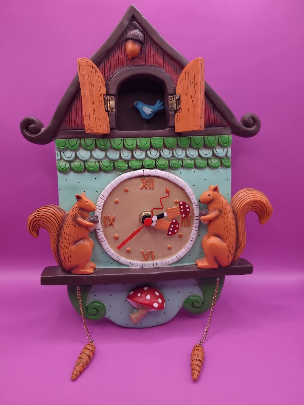 Allen Designs Birdhouse Bird Mushroom Squirrel Cuckoo Clock